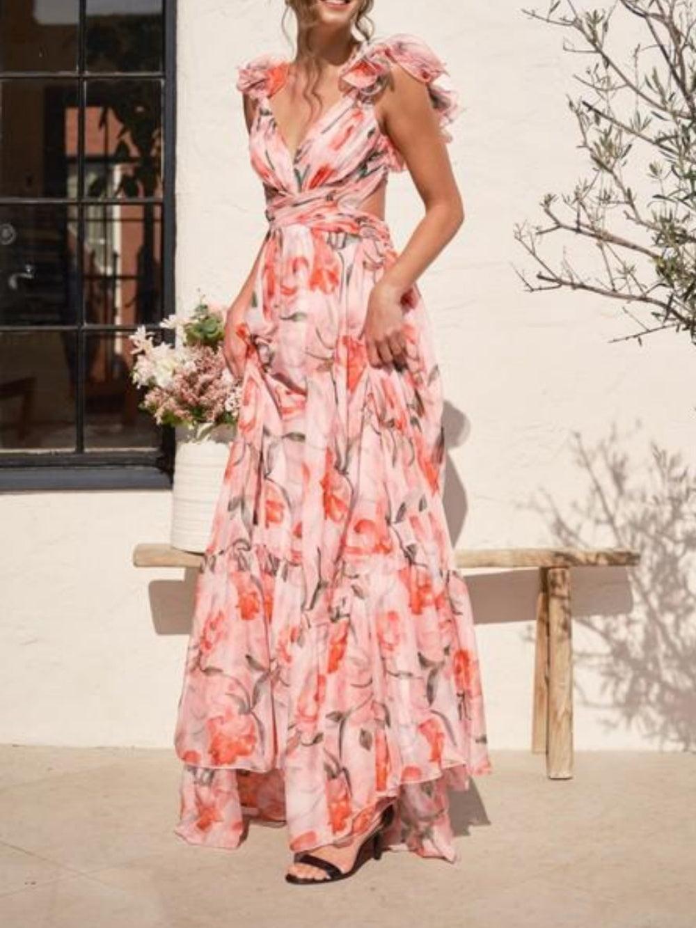 Soléa™ | Backless Printed Maxi Dress