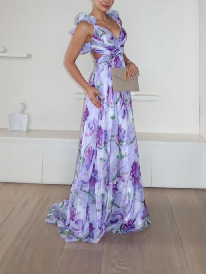 Soléa™ | Backless Printed Maxi Dress