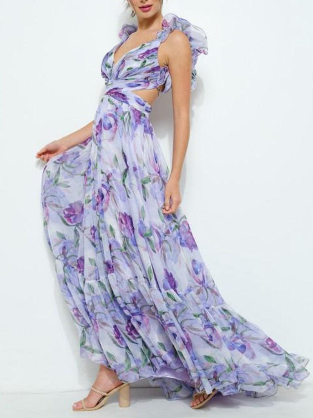 Soléa™ | Backless Printed Maxi Dress