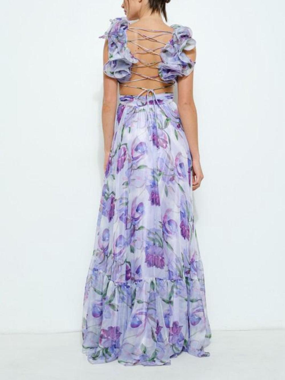 Soléa™ | Backless Printed Maxi Dress