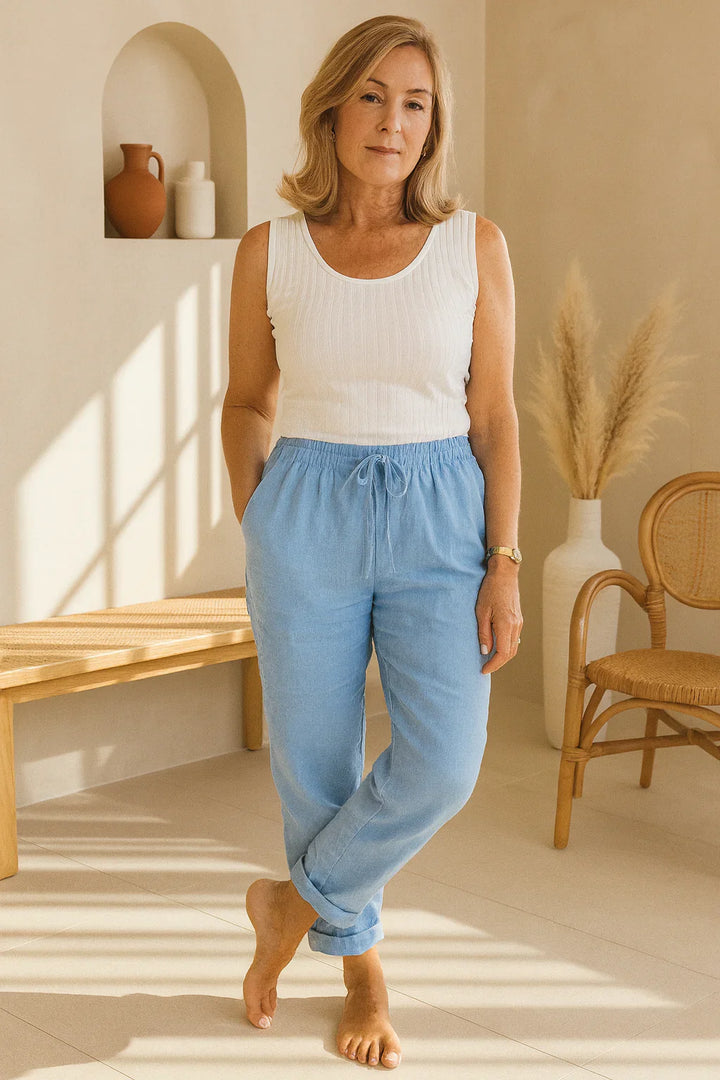 Elisse - Cotton Linen Casual Trousers