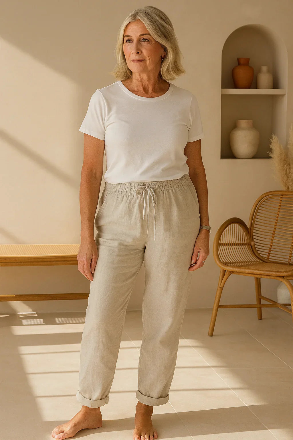 Elisse - Cotton Linen Casual Trousers