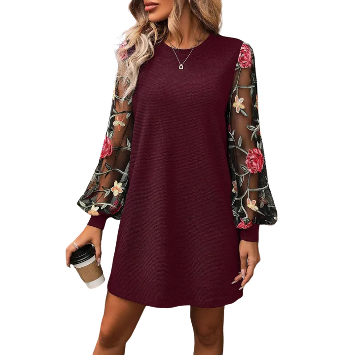 Lucy™ – Floral Embroidered Bishop Sleeve Dress