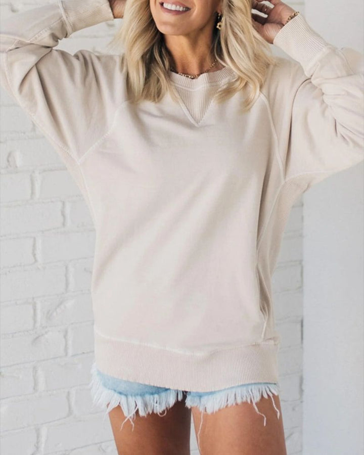 VIOLA - Ribbed Accent Pocketed Sweater