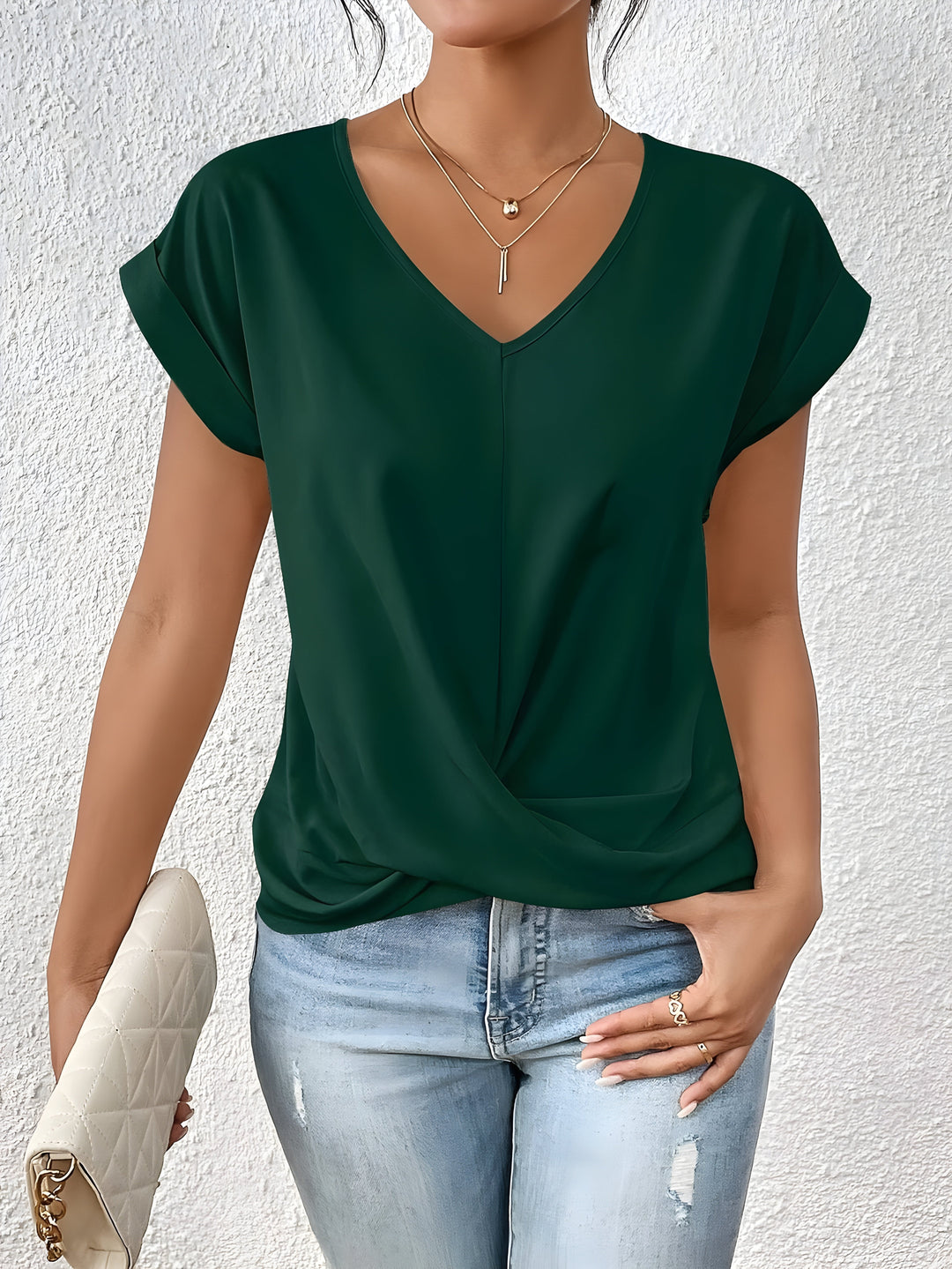 KATHRINA™ | Elegant Twist-Front V-Neck Top