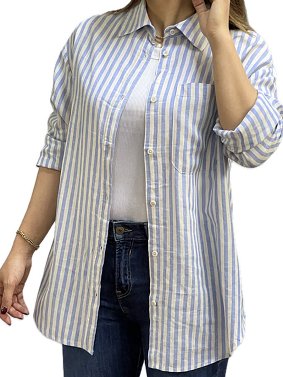 Josephine™ | Soft Breathable Striped Linen Shirt