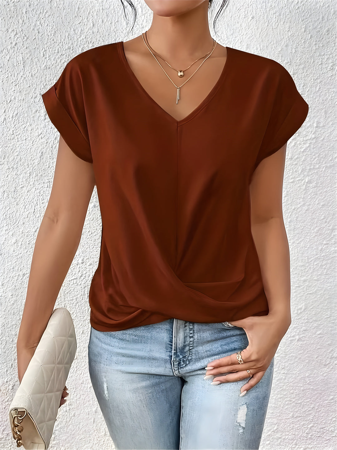 KATHRINA™ | Elegant Twist-Front V-Neck Top