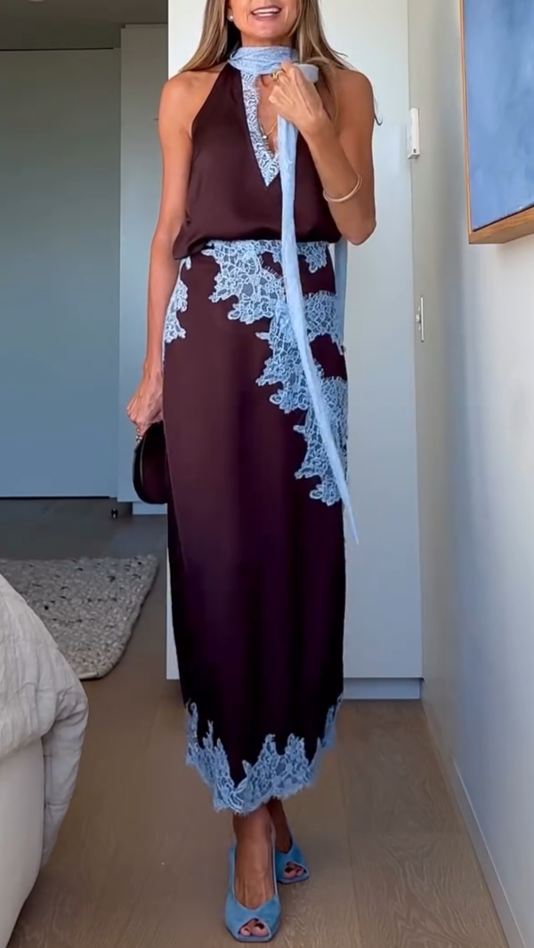 Marisse™ | Elegant Lace Panel Tee & Skirt Set