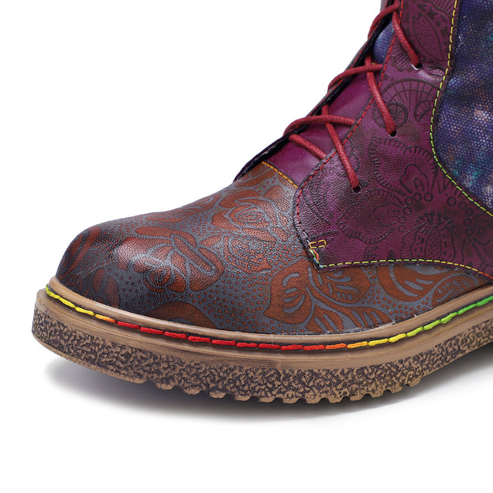 Retro Handmade Leather Flat Bottomed Boots