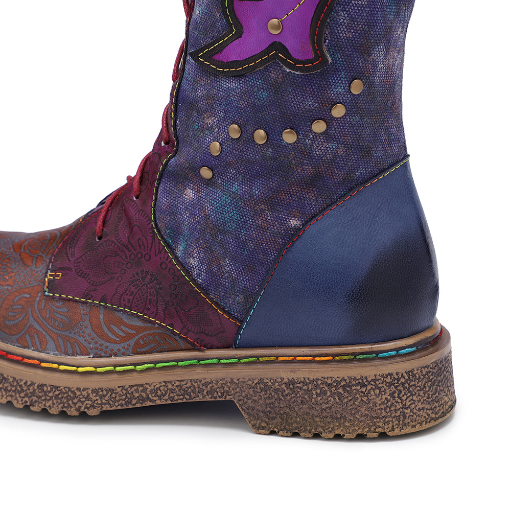 Retro Handmade Leather Flat Bottomed Boots