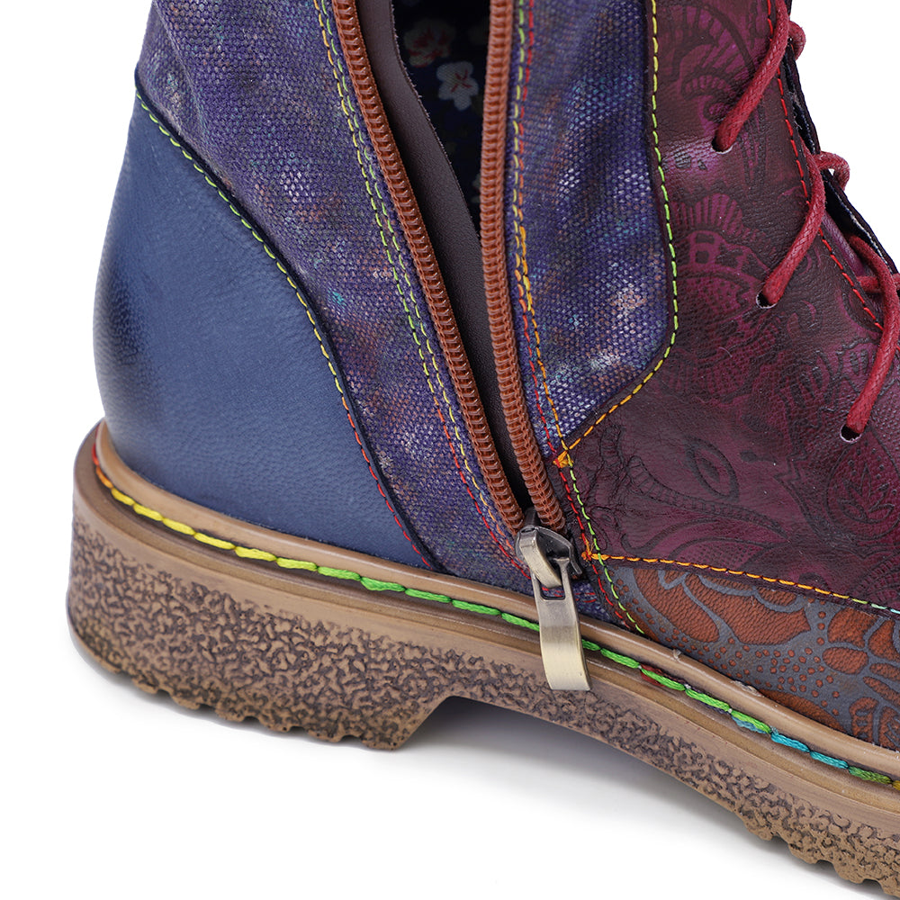 Retro Handmade Leather Flat Bottomed Boots