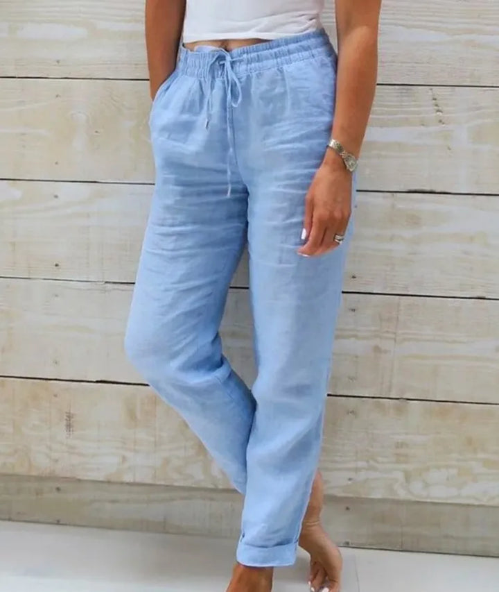 Elisse - Cotton Linen Casual Trousers