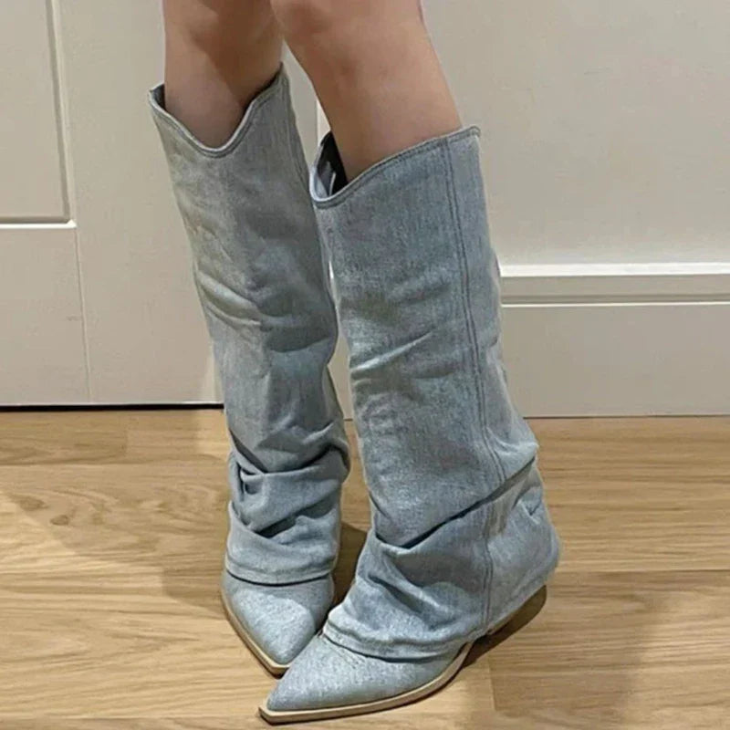 Polly™ Denim Knee-High Boots