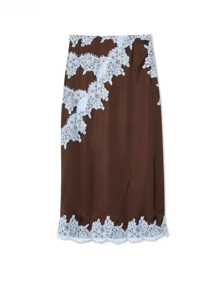 Marisse™ | Elegant Lace Panel Tee & Skirt Set