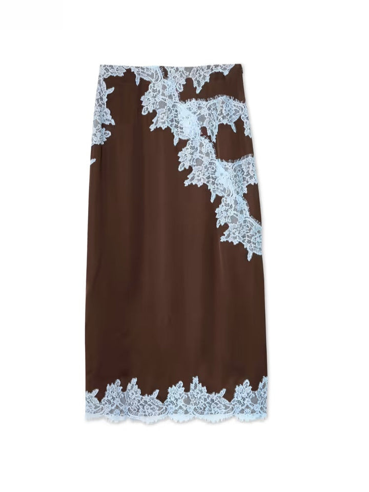 Marisse™ | Elegant Lace Panel Tee & Skirt Set