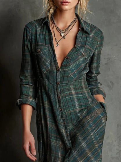 NERISSA™ | Refined Plaid Maxi Dress