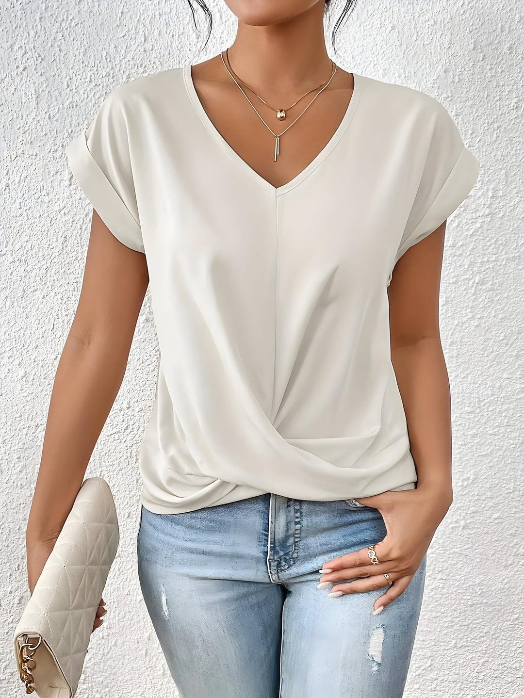 KATHRINA™ | Elegant Twist-Front V-Neck Top