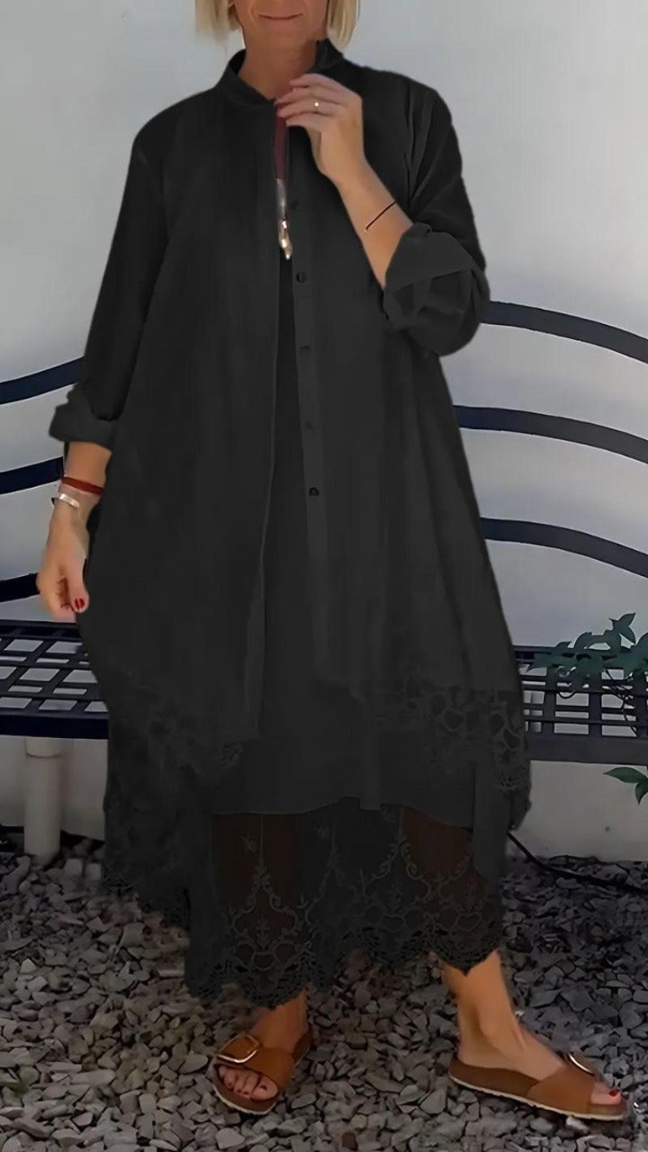 Women's Lace Dress Set (Dress and Cardigan）